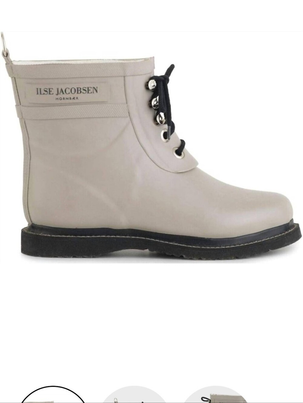 Ilse Jacobsen Light Gray Lace-Up Rain Boot
